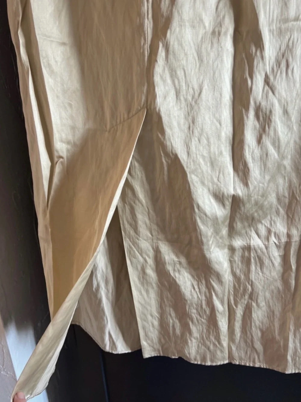 Massimo Dutti - Elegant Cream Satin Midi Skirt - Women Size L